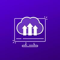 upload to web icon with a cloud, vector