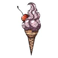 scoop ice cream cone sketch hand drawn vector