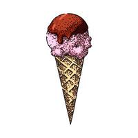 vanilla ice cream cone sketch hand drawn vector