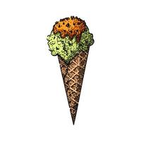 chocolate ice cream cone sketch hand drawn vector