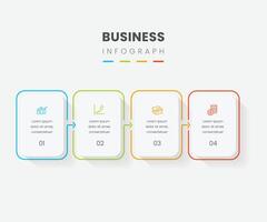 Business infographic label design with thin line process and square objects. Timeline with 4 options or steps. free illustration vector