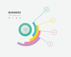 Circle diagram template with four steps or options, process infographics, free design vector