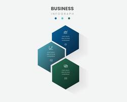 Timeline infographic thin line design with hexagon 3 options. free illustration vector