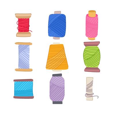 thread spool set cartoon illustration