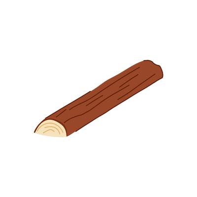cut wood log cartoon illustration