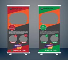 roll up food banner design and mokup vector