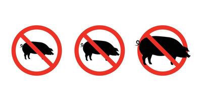 No pork sign or No pork symbol . No pig graphic icon. Pork prohibition sign. Pig ban sign. vector