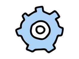 Blue gear icon isolated on white background. Concept of machinery, engineering, technology, and technical tool. Illustration for mechanics, design element, art. vector