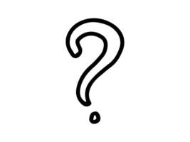 Black outline of a question mark isolated on a white background. Concept of inquiry, curiosity, unknown, mystery, and punctuation. Print, icon, design element. vector