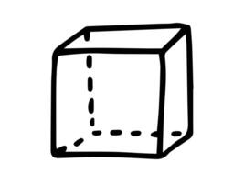 Simple outline illustration of a cube in black and white, showcasing a geometric figure with a minimalistic design. Concept of mathematics, geometry, shapes, and education. Back to School. vector