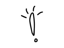 Black hand-drawn outline illustration of exclamation mark isolated on a white background. Concept of punctuation, alert, expression, minimalist style. Print, icon, design element. vector
