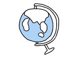 Hand-drawn globe illustration isolated on a white background. Concept of world map, geography, educational tool, minimalist style. Ideal for prints, icons, and educational design elements. vector