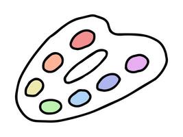 Simple Artist Palette with Colorful Paint Blobs Illustration. Concept of Art Supplies, Creativity, Painting Tools, Minimalist Design. Print, Icon, Design Element. Isolated on white background. vector