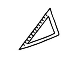 Black silhouette of a set square isolated on a white background. Concept of geometric tool, school supplies, educational instrument, minimalist drawing aid. Print, icon, design element. vector