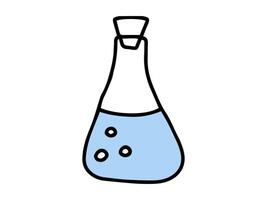 Blue Laboratory Flask Illustration Isolated on a White Background. Concept of Scientific Experiment, Chemistry, Lab Equipment, and Science Icon. Print, Design Element vector