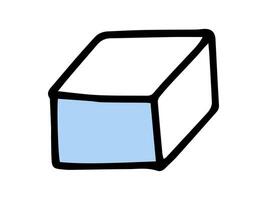 Simple illustration of a rectangular prism in blue and white, drawn in a minimalistic style. Concept of geometry, mathematics, shapes, and education. Print, icon, design element. vector