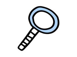Simple blue and black magnifying glass outline isolated on white background. Concept of search icon, detective tool, investigation symbol, visual aid. Print, design element. Back to School. vector
