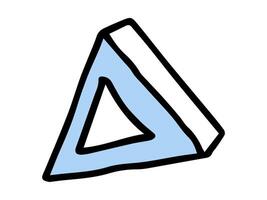 Simple illustration of a triangular geometric figure in blue and white, drawn in a minimalistic style. Concept of geometry, mathematics, shapes, and education. Print, Icon, Design Element. vector