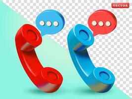 Telephone with bubble chat, 3d. Suitable for communication, technology and design elements vector