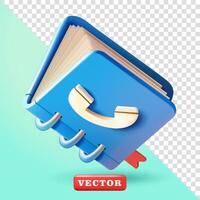 Phone contact book, 3d. Suitable for communication, technology and design elements vector