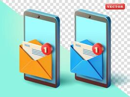 Smart phone with mail envelope, 3d. Suitable for communication, technology and design elements vector