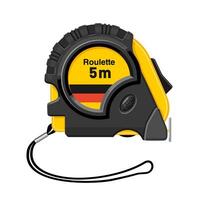 Yellow round tape measure. Carpenter's measurement tool with unit scale. Illustration on white background vector