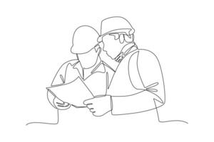 continues line one line art labor day architect project discussion vector