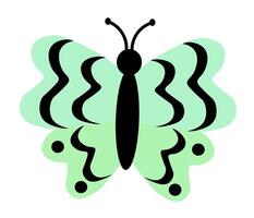 Green Butterfly with abstract ornament design wings. Insect element. illustration isolated on white background. vector