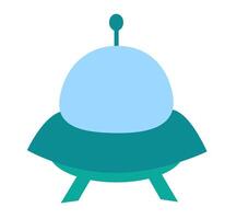 Alien spaceship, spacecrafts and UFO. Cosmic ship in form saucer for transportation. Children clip art. cartoon flat illustration for space design. vector