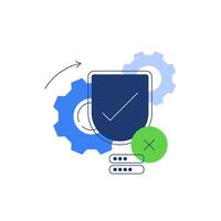 Shield with tick and wheels,Safety access,Login process vector