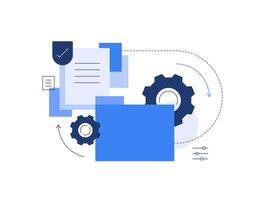 Folder and files,Successful working,Technological process,Modern flat illustration vector