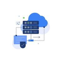 Cloud computing concept,cloud server,device data exchange and file synchronization concept vector