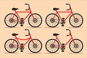 four bicycles are shown in different positions vector