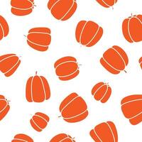 Seamless Autumn Pumpkin Pattern Orange Pumpkins on White Background vector