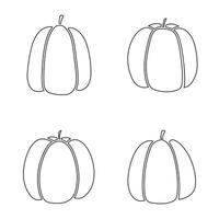 Four Simple Line Drawing Pumpkins in Various Designs Minimalist Outline Illustration vector