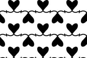 Seamless Pattern of Black Heart Shapes on Barbed Wire vector