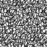 Abstract Black Scribble Seamless Pattern on White Background - Chaotic Doodle Art vector