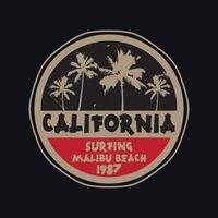 California Malibu Beach illustration and typography, perfect for t-shirts, hoodies, prints etc vector