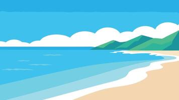 Stunning metal print featuring a serene beach scene with crystal clear ocean waters flat illustration vector