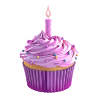 Generated Ai Cupcake with pink frosting and colorful sprinkles png