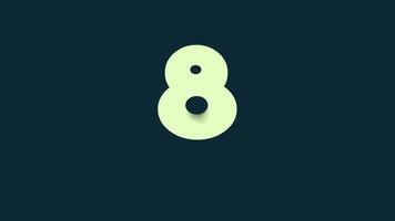 Countdown timer animation from 10 to 0 seconds with bounce effect with various neon colors full hd quality. video