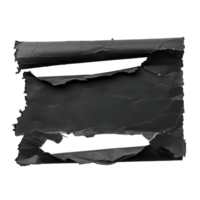 Ripped black paper torn apart, textured, Pieces of black torn paper texture background, copy space on transparent background png