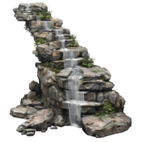 big waterfall with rock, cascade, isolated on a transparent background. , cutout, or clipping path. png