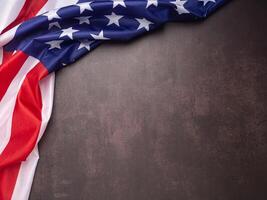 Part of the American flag isolated on vintage background. Top view. Flat lay. Space for text photo