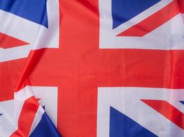 Full frame of fabric texture flag of United Kingdom. Top view. Flat lay photo