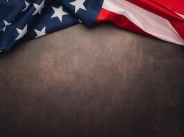Part of the American flag isolated on vintage background. Top view. Flat lay. Space for text photo