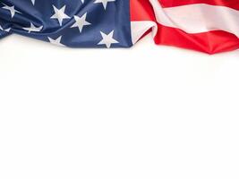Part of the American flag isolated on a white background. Top view. Flat lay. Space for text photo