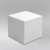 Simple White Cube on Gradient Gray Background photo