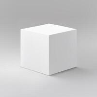 Simple White Cube on Gradient Gray Background photo