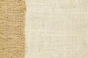 Natural linen material textile canvas Fabric texture background Close-up detail of fabric natural color Hemp material pattern design wallpaper. can be used as background or for graphic design photo